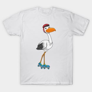 Stork as Inline skater with Roller skates T-Shirt